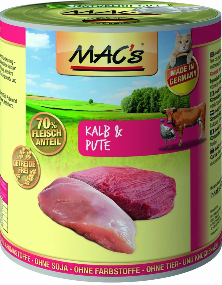 MACs Cat Kalb & Pute | 6x 800g Katzennassfutter - Bild 1 von 1