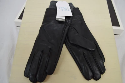 Guantes de cuero forrados de vellón Time & Tru para mujer S/M nuevos con etiquetas forrados de vellón negro Foto 1 de 4