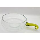 Vintage Empoli Hand Blown MCM Italian Avocado Green Verde Handle Art Glass Bowl