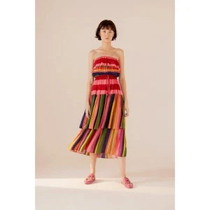 FARM RIO Mixed Stripes Strapless Maxi Dress - NWT - Picture 1 of 19