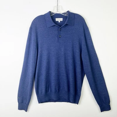 NEIMAN MARCUS Luxury Designer Blue Heritage Merino Wool Silk Cashmere Sweater XL - Image 1 of 4