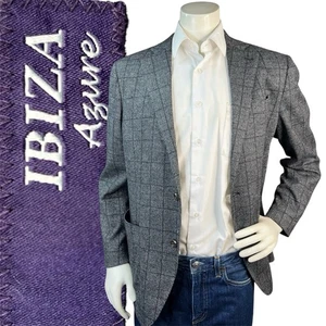 Ibiza Azure Rodino Mens 42R Blazer Unstructured Subtle Plaid Wool Blend Jacket - Picture 1 of 16