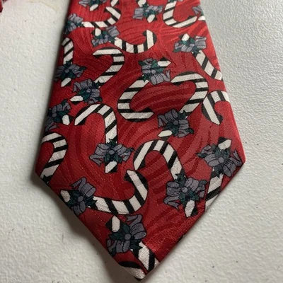 Corbata ADOLFO ROJA Candycane para hombre corbata multicolor NAVIDAD EE. UU. Foto 1 de 4