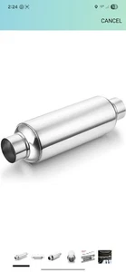 2.25" Resonator Muffler Stainless Steel (Inlet/Outlet, 14" Length) 2.25 inch - Bild 1 von 5