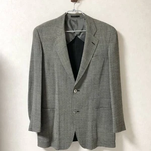 BALMAIN Authentic Men Tailored Jacket Wool Size M Check Gray Single 2 Buttons - Picture 1 of 9