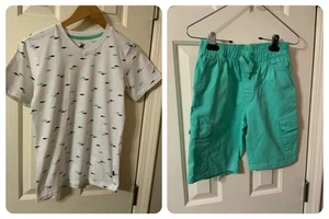 Beverly Hills Polo Club Boys Sz 12 Shark Outfit v-neck shirt and cargo shorts  - Picture 1 of 13