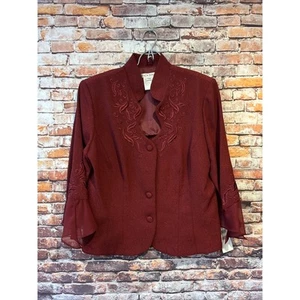NWT Maroon Claret Plaza South Embroidered Blazer Jacket Women’s Size 12 New - Picture 1 of 8