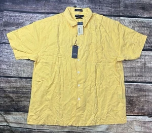 Daniel Cremieux Shirt Mens XL Silk Linen Classic Fit Button Up Pocket Yellow $72 - Picture 1 of 12