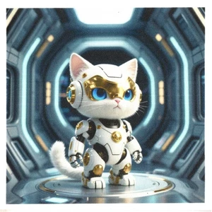 ♫ Serviettes en papier le chat robot humour. Napkins cat a robot cat humor ♫ - Imagen 1 de 1