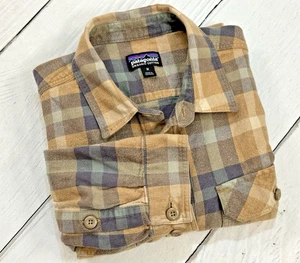 Patagonia Shirt Mens M Fjord Plaid Flannel Brown Long Sleeve Organic 42400 - Picture 1 of 14
