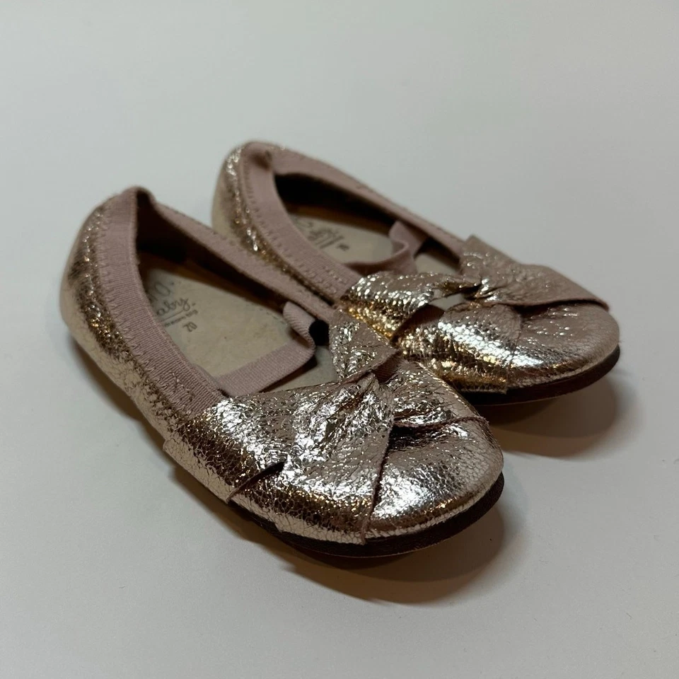 Zara Bebé Niña Rosa Dorado Brillo Ballet Mary Jane Zapatos Metálicos EU 20 US 4.5 Foto 1 de 4