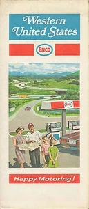 1972 ENCO HUMBLE OIL Road Map WESTERN UNITED STATES California Texas Oregon Utah - Picture 1 of 1