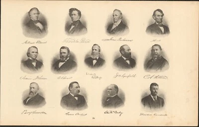 1901 Tunison United States Presidents Portraits antique ~ 23.1" x 14.6" # 1 - Image 1 of 4