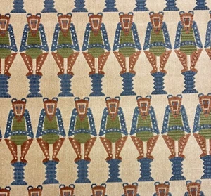 CLARENCE HOUSE SARU SEPIA BLUE TRIBAL ANIMAL VELVET FABRIC BY THE YARD 50"W - Picture 1 of 6