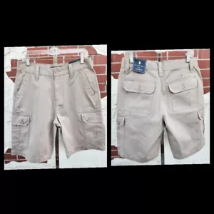 New 30 men US POLO ASSN cotton cargo shorts khaki tan beige zip - Picture 1 of 15