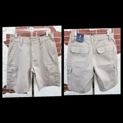 Nuevo 30 Hombres US POLO ASSN Algodón Carga Pantalones Cortos Caqui Tostado Beige Cremallera Foto 1 de 4