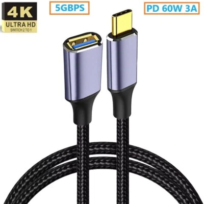 USB C 3.1 to USB A 3.0 Female Extension Cord OTG Cable Adapter Thunderbolt 3 6ft - Image 1 of 2