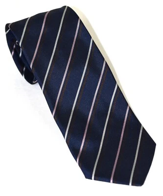 Corbata Battistoni Roma tejida azul marino a rayas 100 % seda 3,5 x 57 nueva con etiquetas Foto 1 de 4