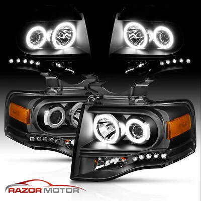 2007-2014 Ford Expedition Black Xtreme LED Halos Projector Headlights Foto 1 de 4