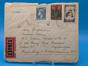 1955 Luxembourg Cover, 2F Stamp to M.S. Italia Passenger, 3x Cancels - Picture 1 of 4