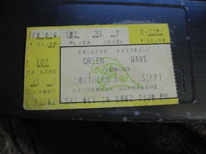 1982 Tulane Green Wave vs Southern Mississippi Ticket Stub 16.10.82 Superdome - Bild 1 von 2