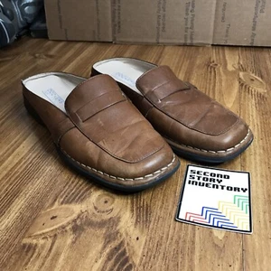 Dockers Brown Leather Low Heel Loafer Mules Women Size 8 M DkMedfordk - Picture 1 of 8