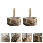  2 Pcs Rattan Woven Flowerpot Basket with Handle Decorative Baskets