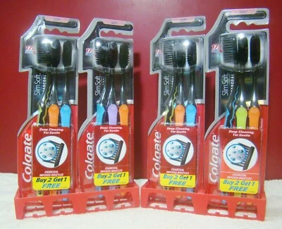 12x Colgate Slim Soft Charcoal Toothbrush 17x Slim Soft Tip Bristles Lot of 12 - Image 1 of 4