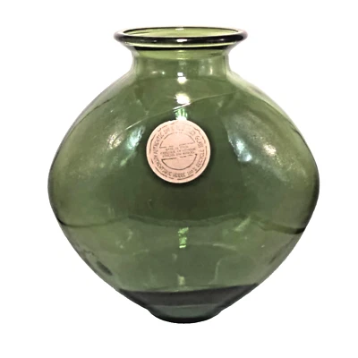 vidrios san miguel bulb vase 10" recycled green glass spain eco modern - Image 1 of 4