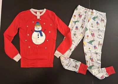 Mini Boden Snowman Applique Two-Piece Snug Fit Pajama, size 14, GUC - Image 1 of 2