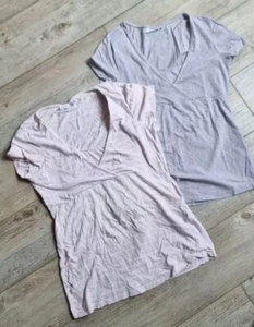 C&A Jessica Schwangerschaft Umstandsmode Stillmode TShirt Kurzarm Rosa Grau | S - Bild 1 von 6