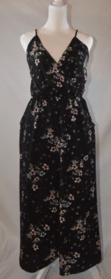 MM Mujer Talla PEQUEÑA Mameluco Mono Vestido Floral Negro Foto 1 de 4