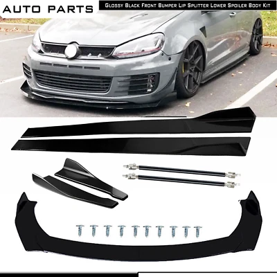 For Volkswagen Polo Front Splitter Bumper Lip Spoiler Gloss Black Bod Kits Foto 1 de 4