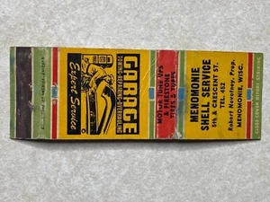 AT262 Vintage Streichholzschachtelhülle Menomonie Shell Service Station Wisconsin WI - Bild 1 von 2
