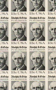 1976 Adolph S Ochs Emissione Scott #1700 Foglio Completo MNH di 32 Francobolli Stati Uniti 13c - Foto 1 di 1