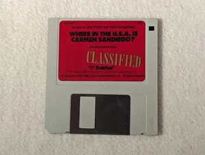 Where In The U.S.A. Is Carmen Sandiego 3.5" Floppy Disk for IBM Tandy 1989 - Picture 1 of 2