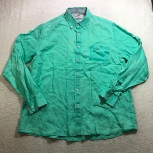 Hickey Freeman Linen Shirt Mens XL Green Long Sleeve Button Down Summer Casual - Picture 1 of 9