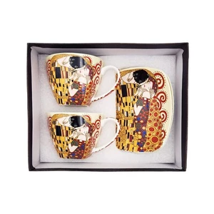 Set of 2 The Kiss-Klimt Coffee Tea Mug Embossed Cup KISS 220cc Gift w Box - Bild 1 von 1