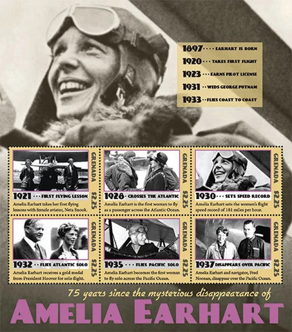 Grenada- Amelia Earhart 75th Anniversary Stamp - Sheet of 6 MNH Cover
