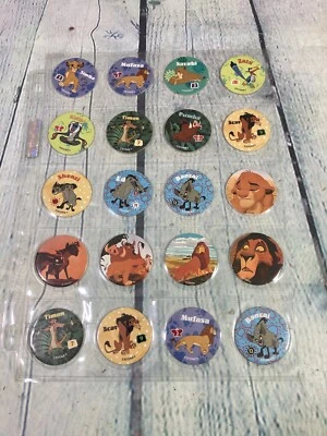 Vtg Disney Lion Kong Pogs Milk Caps Lot of 20 Pieces w Storage Pages 1990s PL28 - Image 1 of 4