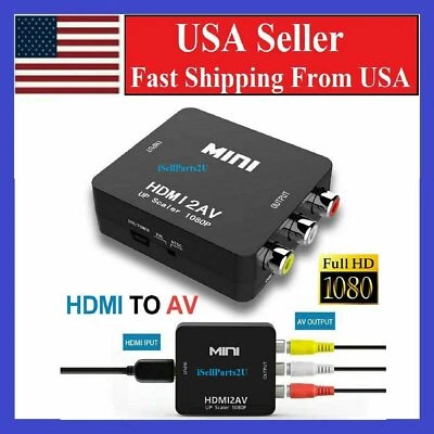 HDMI To RCA AV Adapter Converter Cable CVBS 3RCA 1080P Composite Video Audio - Image 1 of 4
