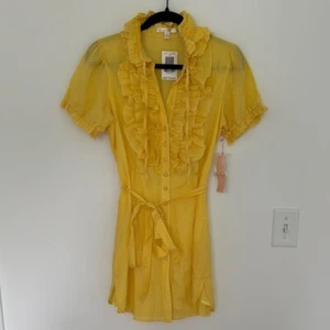 Jenny Han NWT Cotton/Silk Blend Yellow Ruffled Dress - Size S - Picture 1 of 7