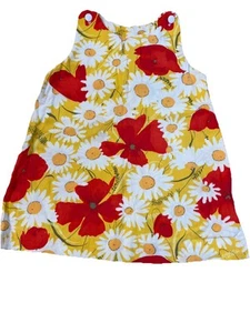 Vestido retro vintage para niñas MCM rojo amarillo floral algodón brillante margarita brillante - Imagen 1 de 8