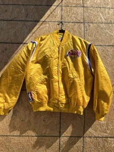 Vintage NBA Starter Los Angeles LA Lakers Satin Basketball Jacket Sz XL Gold - Picture 1 of 11