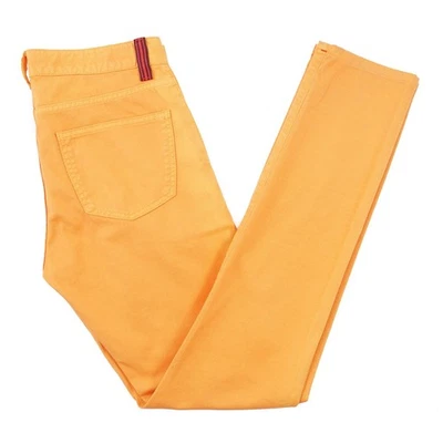 Isaia Slim-Fit Citrus Orange Garment-Dyed Denim Jeans 30 (Eu 46) NWT Imperfect - Image 1 of 4