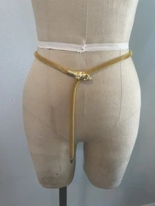 Vintage Metal Snake Belt 1970s 70s 1980s 80s Gold Tone Mesh - Picture 1 of 9