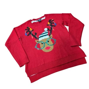 USA Pullover rot Rentier Sweater bestickt Wackelglocken Pailletten LG - Bild 1 von 8
