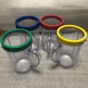 Ninja Magic Bullet Blender MB-1001 Mugs (4) With Lip Rings Replacement Parts - Picture 1 of 5