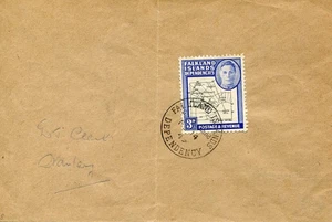 FALKLAND ISLANDS DEPS 1946-49 THICK MAP 3d "TEARDROP" G4e FU ON LOCAL COVER - Picture 1 of 1