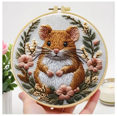 Embroidery Hoop Cross Stitch Kit Needlework Handmade Mouse Round NEW UK - Image 1 of 4